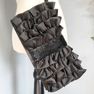 Black Fringed, Long String Wristlet